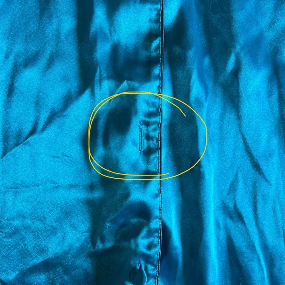 VTG VICTORIA’S SECRET Gold Label Satin Teal Embroidered VS Nightshirt Button Up